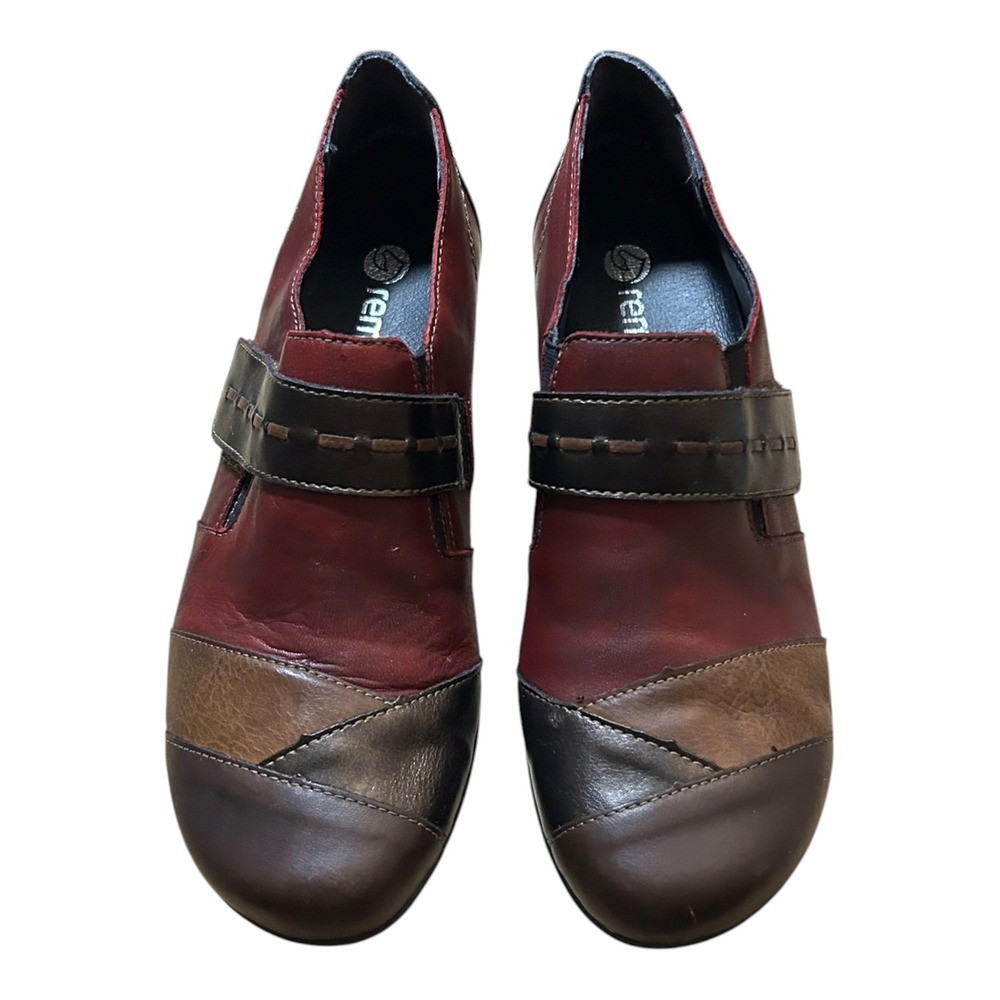 Remonte Womens Patchwork Leather Slip On Loafers Burgundy Brown Black Size 37